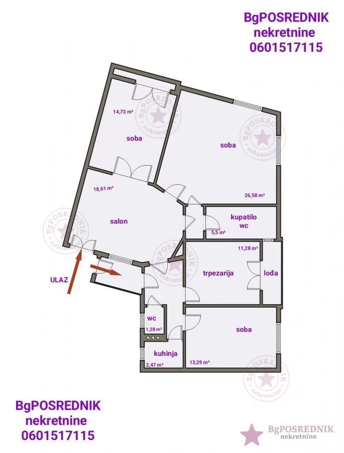 Savski venac, Balkanska, Gavrila Principa, 101m2 2