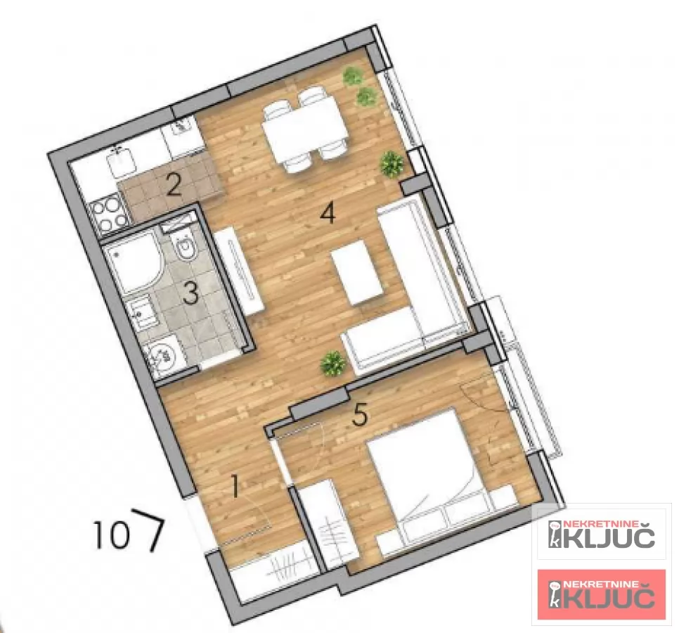 PODBARA, 42m2, Dvosoban sa pdv, Izgradnja 1