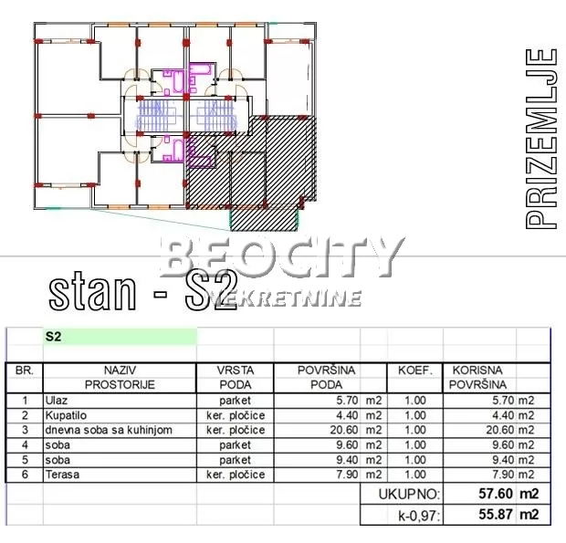 Trosoban stan, 56 m2, Sremska Kamenica ID: 125025 3