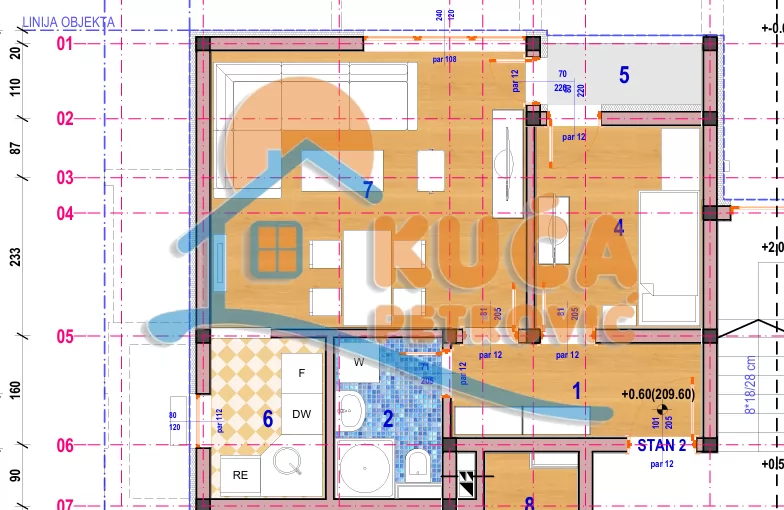 Jednosoban stan, 40.35 m2, Donja Vrežina, Crnogorska ID: p-015242 3