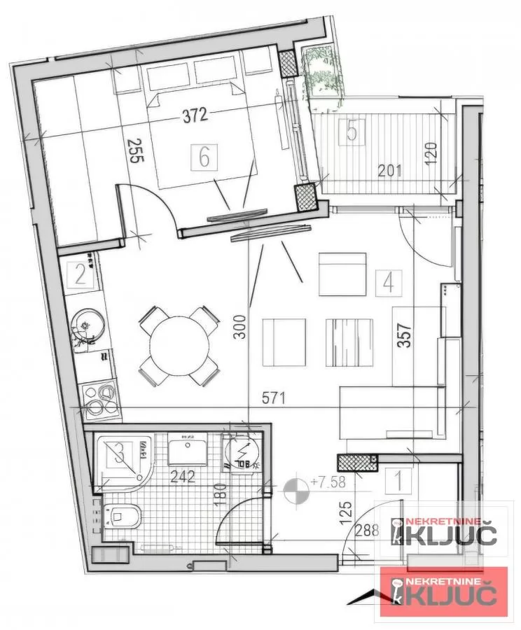 PODBARA, 39m2, Jednoiposoban sa pdv 1