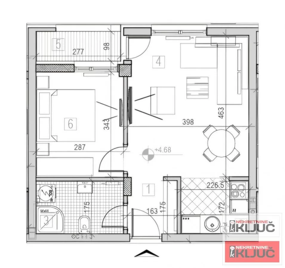 PODBARA, 42m2, Dvosoban sa pdv 1
