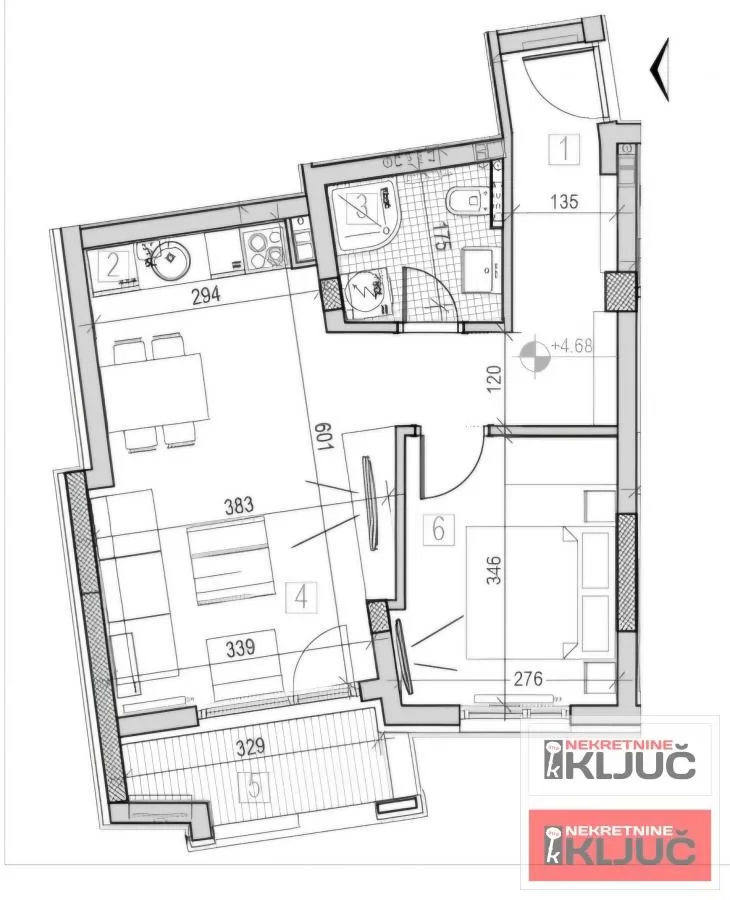 PODBARA, 45m2, Dvosoban sa pdv 1