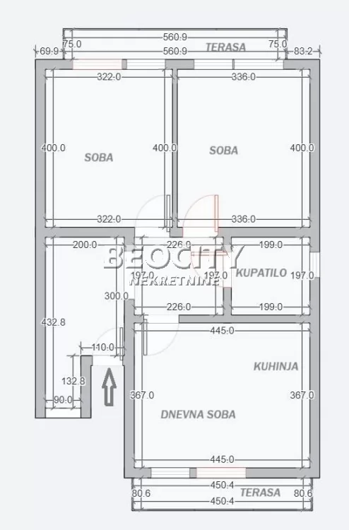 Trosoban stan, 68 m2, Grocka, Smederevski put ID: 125279 13