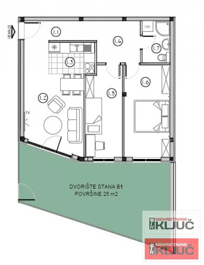 SREMSKA KAMENICA, 56m2 plus dvorište 25m2, Trosoban sa pdv 1