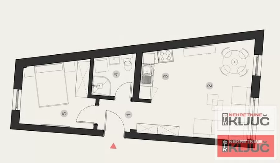PODBARA, 39m2, Dvosoban sa pdv 1