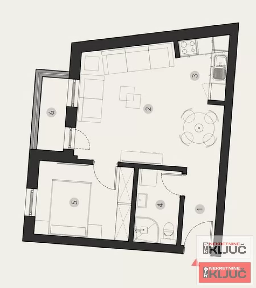 PODBARA, 42m2, Dvosoban sa pdv 1