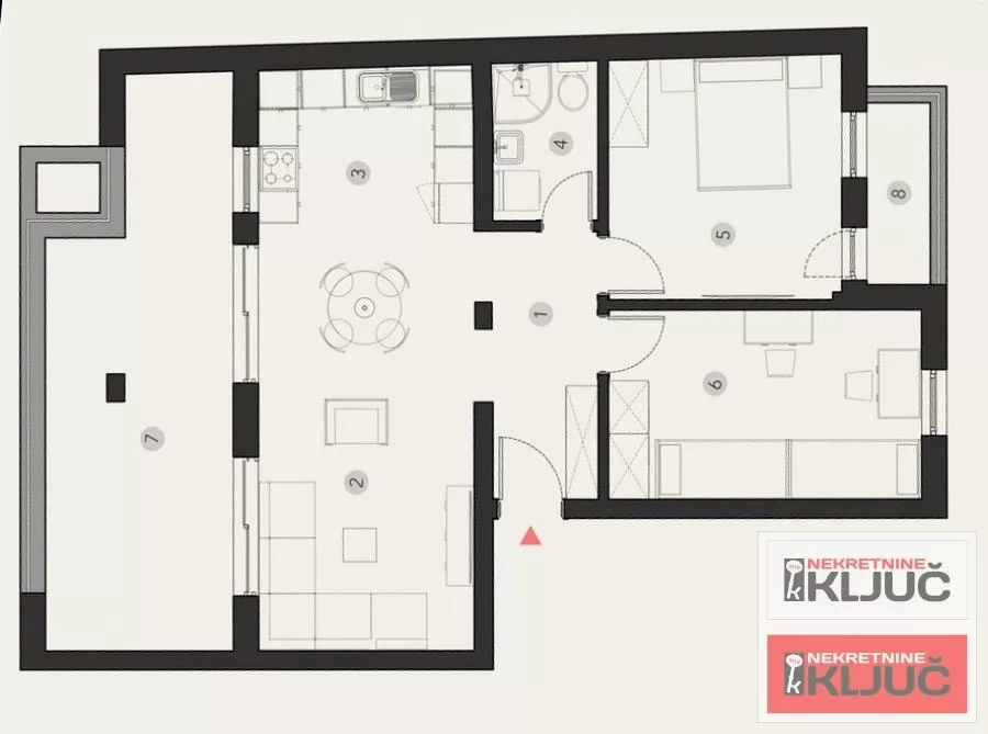 PODBARA, 90m2, Trosoban sa pdv 1