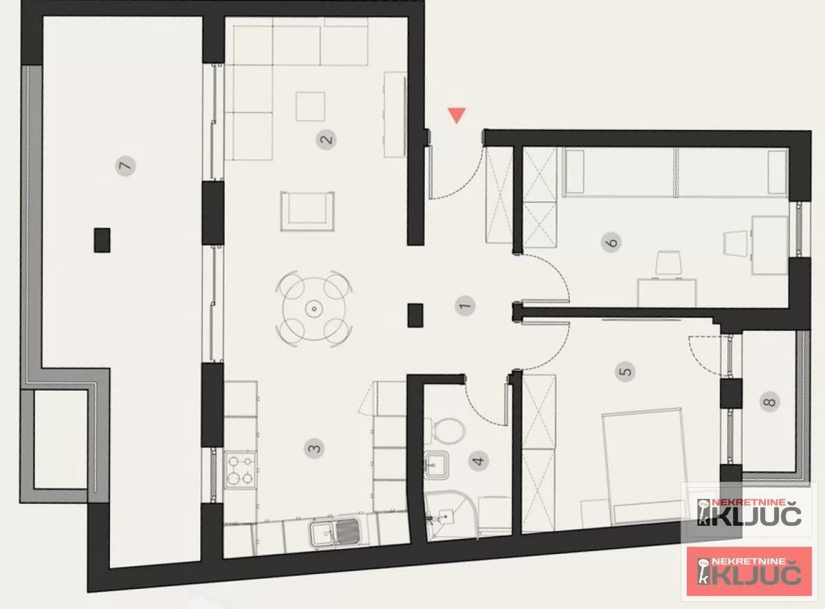 PODBARA, 94m2, Trosoban sa pdv 1