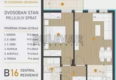 Dvosoban stan, 46 m2, Dragoljuba Milovanovića Bene ID: p-015346 3