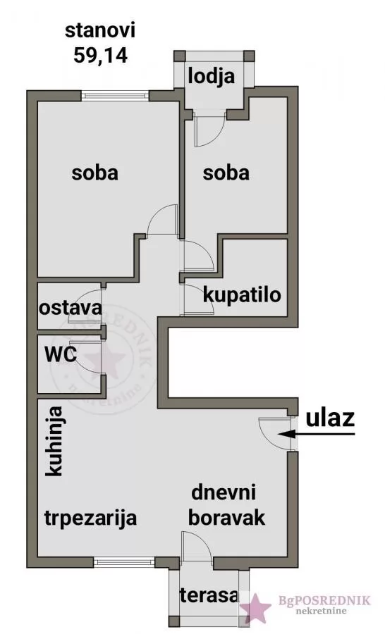 Čukarica, Ada Ciganlija, Vase Stajića, 59.34m2 1