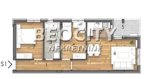Trosoban stan, 58 m2, Telep, Kotorska ID: 125169 1