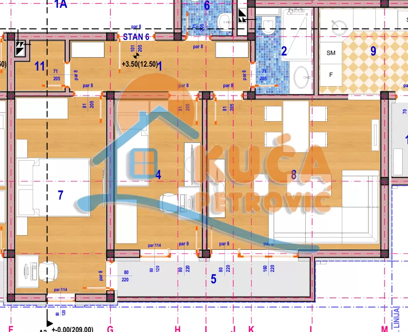 Trosoban stan, 69.21 m2, Donja Vrežina, Crnogorska ID: p-015427 4