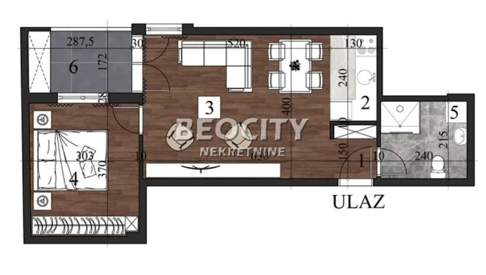 Dvosoban stan, 46 m2, Grbavica ID: 126982 1