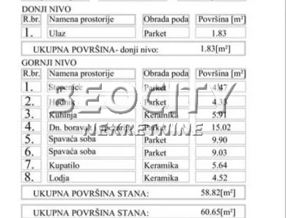 Trosoban stan, 60 m2, Nova Detelinara ID: 126975 2