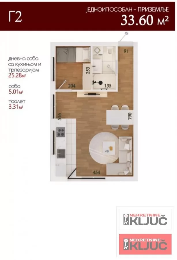 VETERNIK, 34m2, Jednoiposoban, Preduseljenjem 1