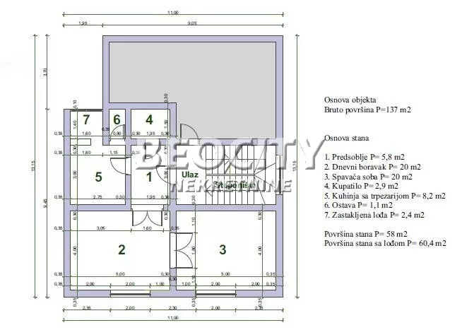 Dvosoban stan, 60 m2, Cvetni trg ID: 127231 15