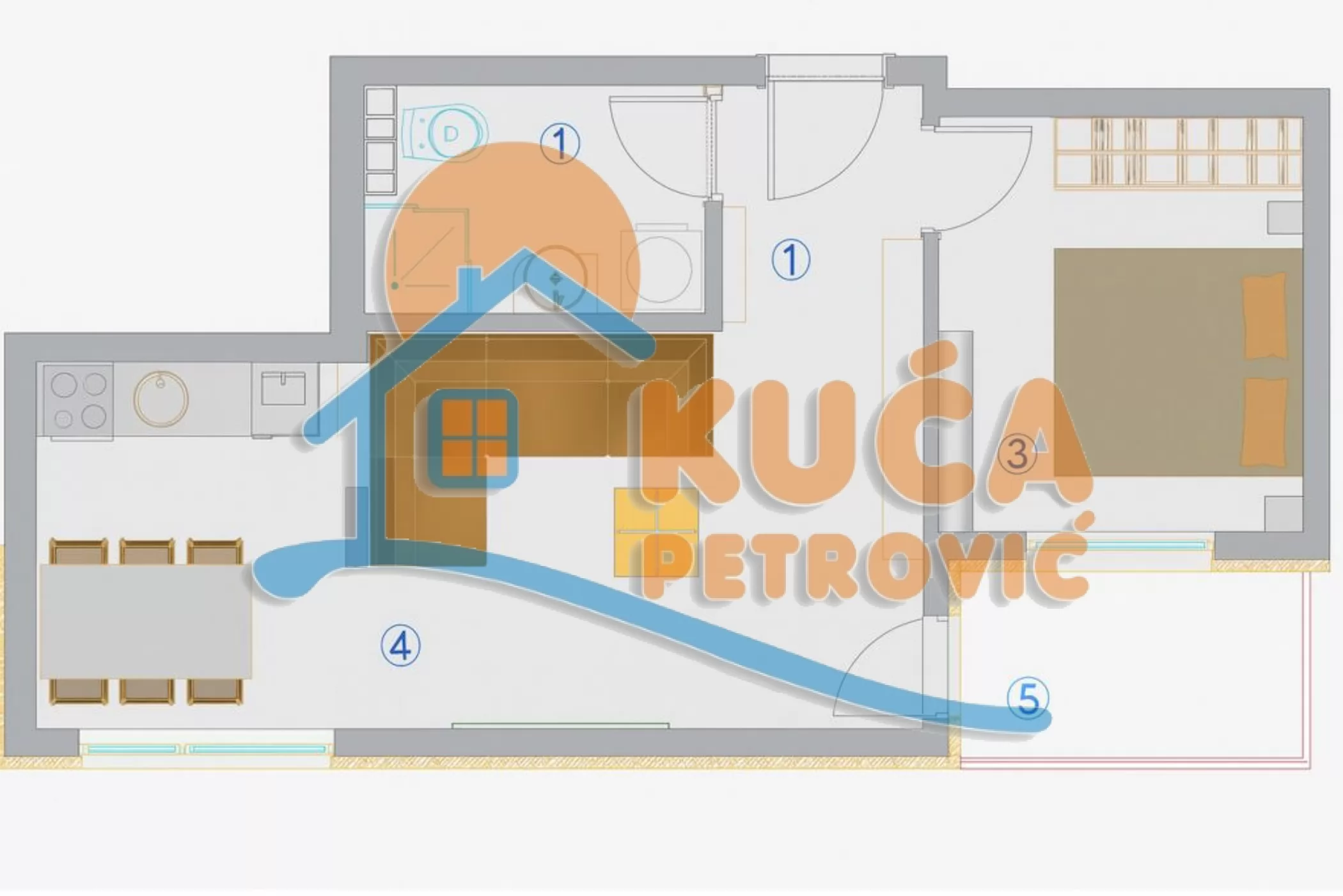 Jednosoban stan, 44.36 m2, Ćalije, Borivoja Stevanovića ID: p-015526 2