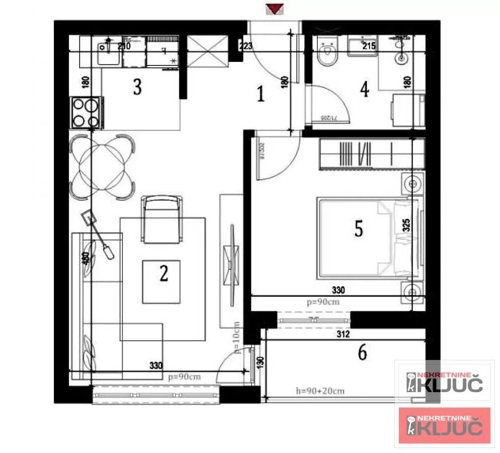 KLISA, 41m2, Dvosoban sa pdv 2