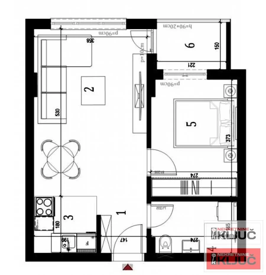 KLISA, 42m2, Dvosoban sa pdv 1