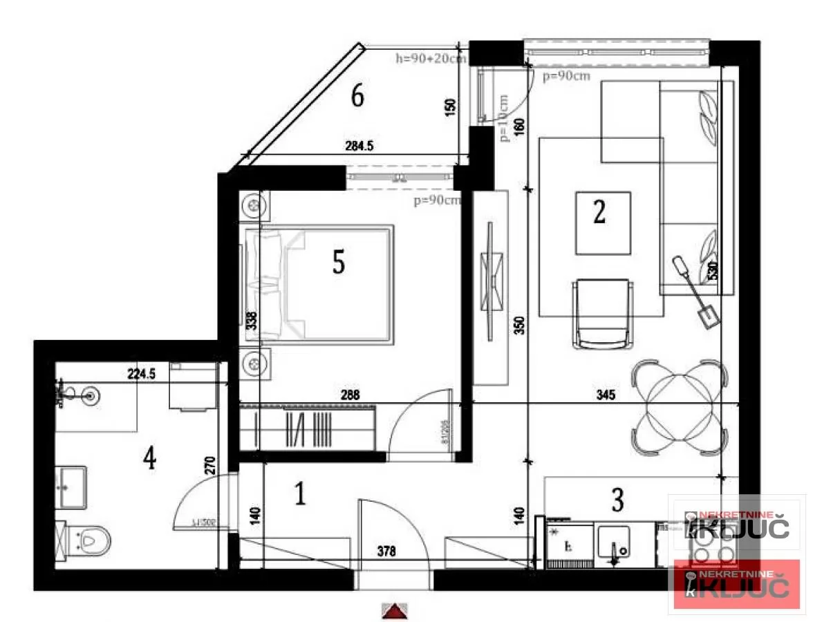 KLISA, 44m2, Dvosoban sa pdv 1