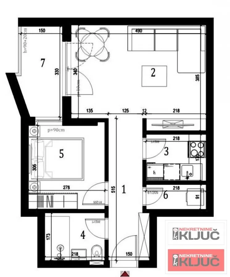 KLISA, 46m2, Dvosoban sa pdv 1