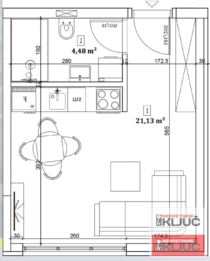 VETERNIČKA RAMPA, 26m2, Garsonjera, Izgradnja 1