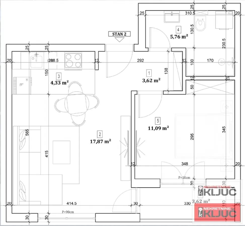 VETERNIČKA RAMPA, 45m2, Dvosoban sa pdv, Kredit 2