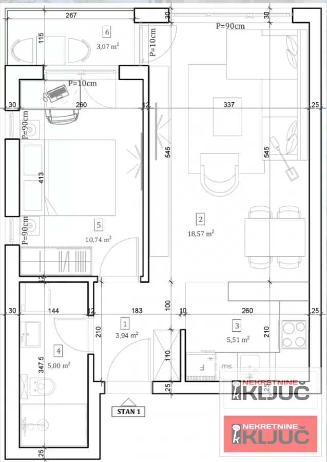 VETERNIČKA RAMPA, 46m2, Dvosoban sa pdv, Kredit 1