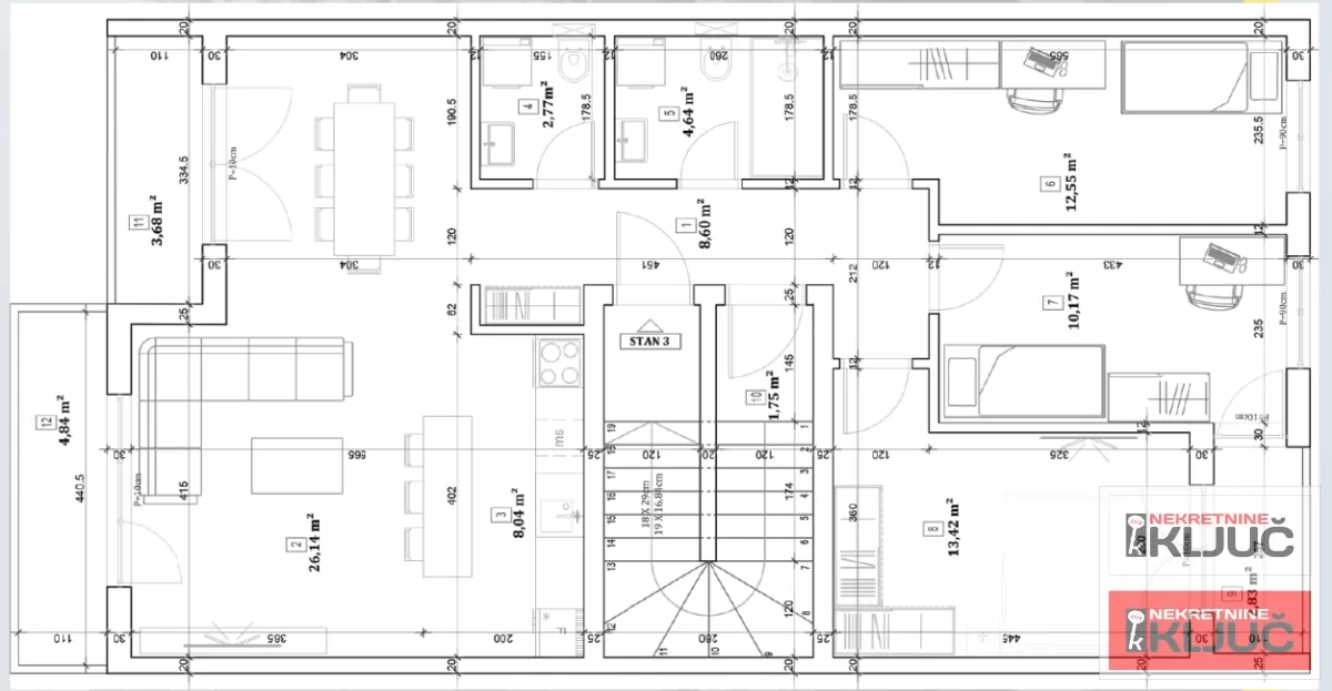 VETERNIČKA RAMPA, 97m2+ krovna terasa, Četvorosoban sa pdv, Kredit 1