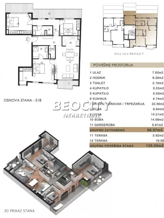 četvorosoban stan, 120 m2, Kalenić ID: 127914 1