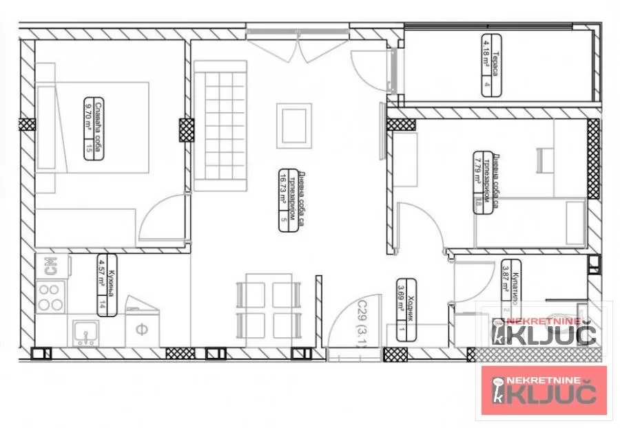 TELEP, 49m2, Dvoiposoban sa pdv, Izgradnja, Funkcionalan 1