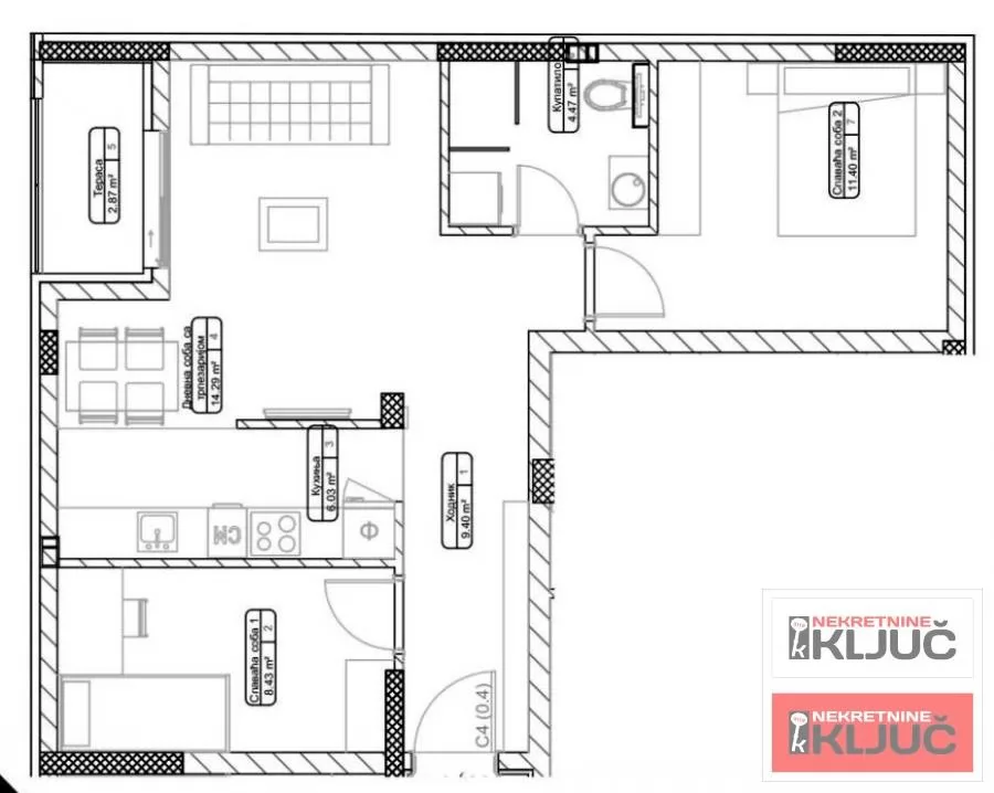 TELEP, 55m2, Dvoiposoban sa pdv, Izgradnja 1