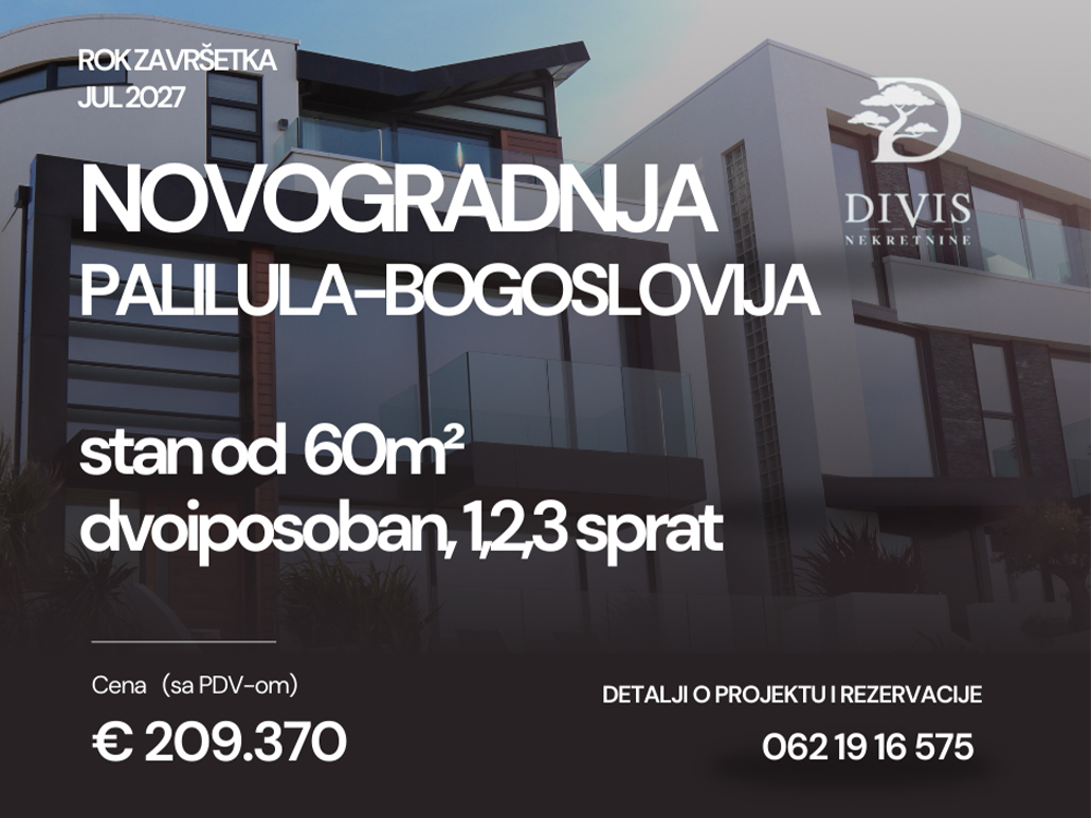 Dvosoban stan u novogradnji kod Bogoslovije  60m2 1