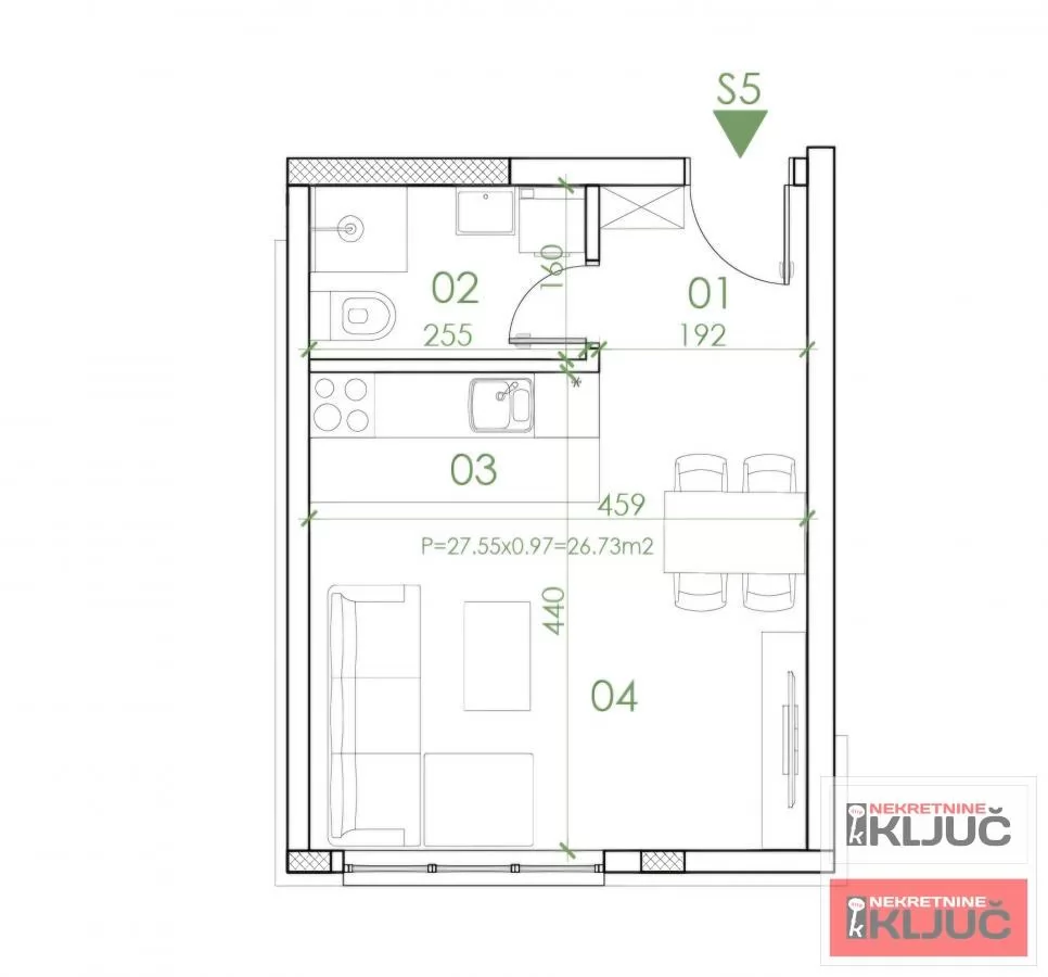 TELEP, 27m2, Garsonjera sa pdv, Izgradnja 1