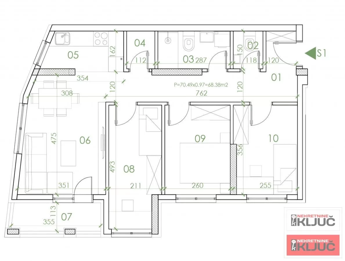 TELEP, 69m2, Troiposoban sa pdv, Izgradnja 1
