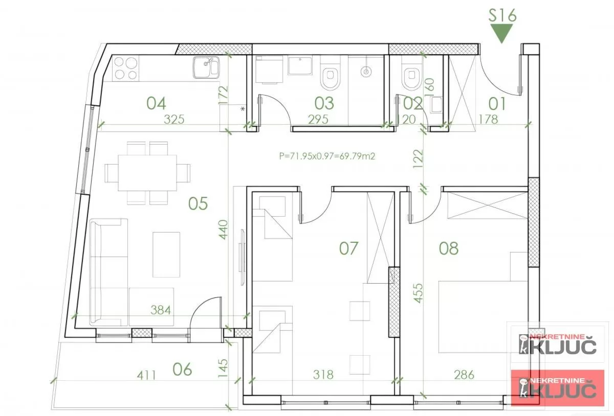 TELEP, 70m2, Trosoban sa pdv, Izgradnja 1