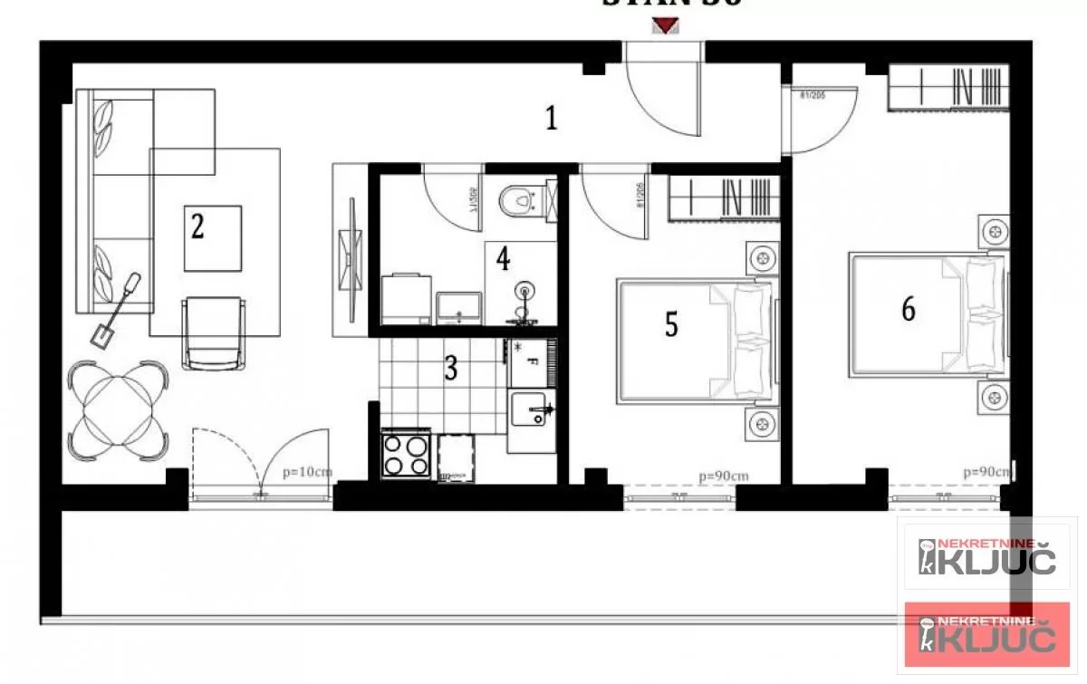 KLISA, 71m2, Trosoban sa pdv 1