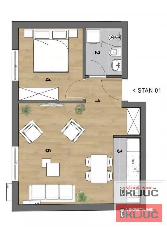 SOMBORSKI BULEVAR, 40m2, Dvosoban sa pdv 1