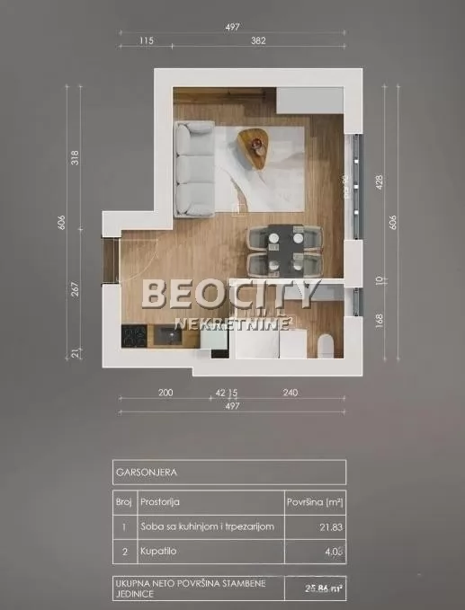 Jednosoban stan, 26 m2, Novi Sad, Ive Lole Ribara ID: 128739 1