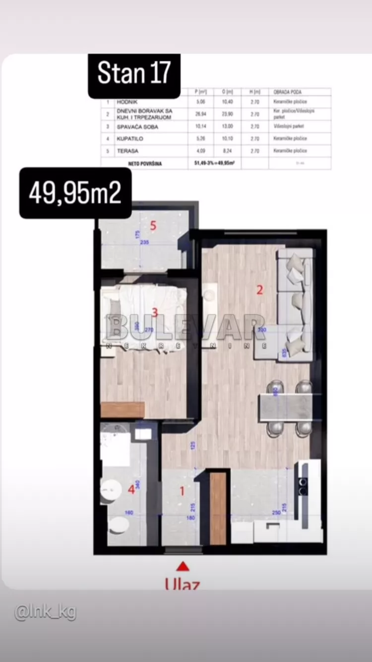 Dvosoban stan, 50 m2, Kragujevac, Atinska ID: p-015777 1