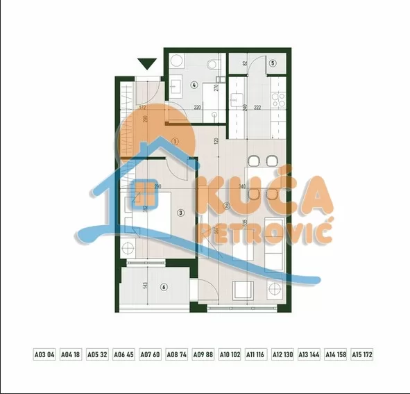 Dvosoban stan, 55.29 m2, Palilula, Palilulska ID: p-015779 2
