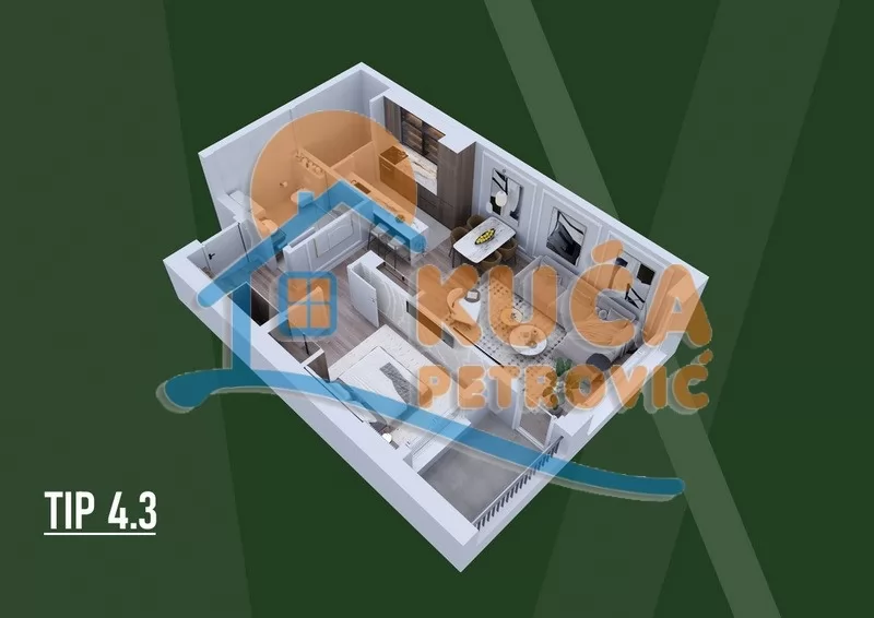 Dvosoban stan, 56.37 m2, Palilula, Palilulska ID: p-015781 1