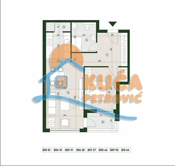 Dvosoban stan, 60.01 m2, Palilula, Palilulska ID: p-015782 2
