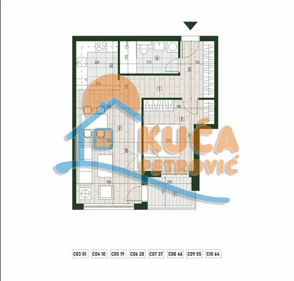 Dvosoban stan, 56.04 m2, Palilula, Palilulska ID: p-015806 2