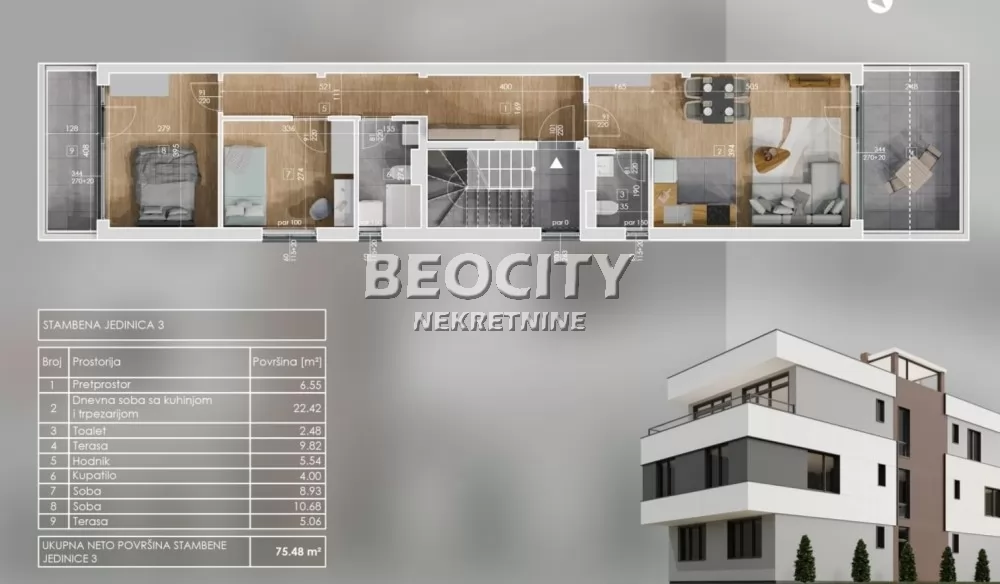 Trosoban stan, 75 m2, Telep, Petefi Šandora ID: 128920 1