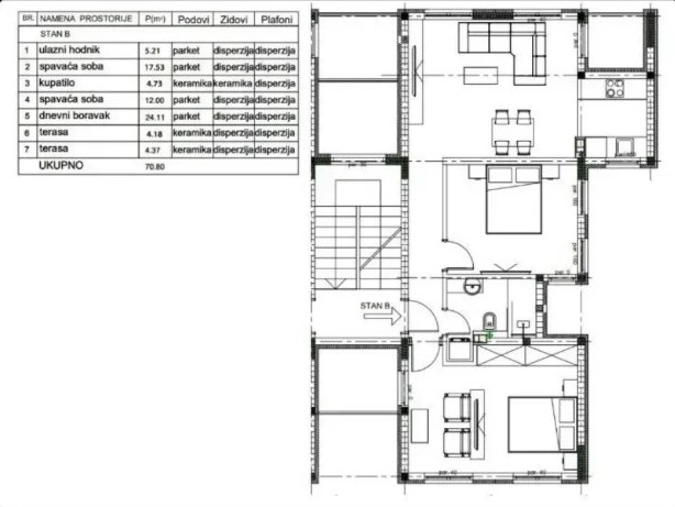 Ledine novogradnja  Stan 70m2 70m2 terasa dvoriste 5