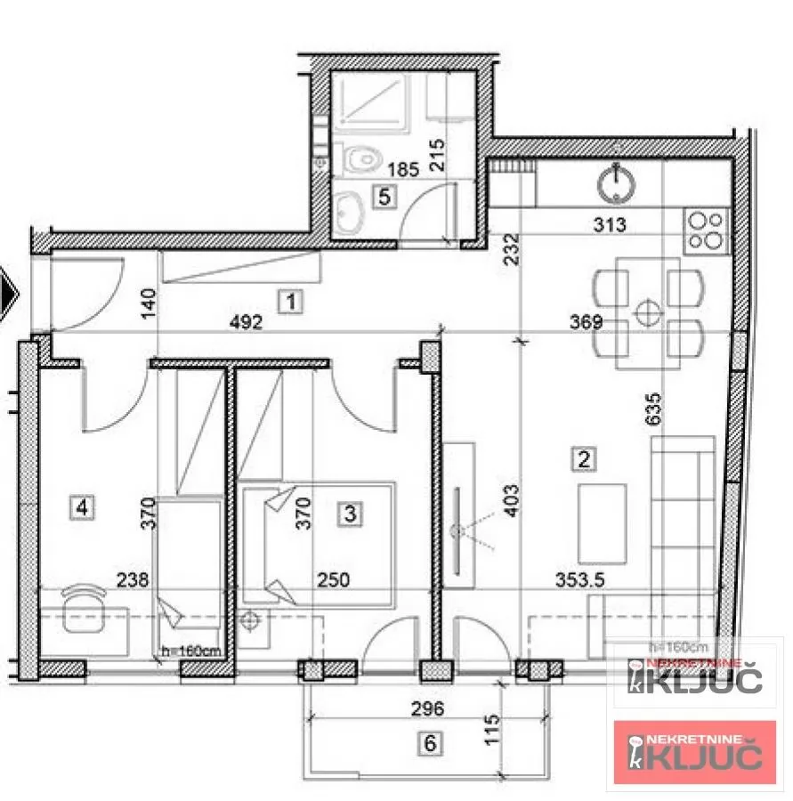 KOD ŽELEZNIČKE STANICE, 55m2, Dvoiposoban sa pdv 1