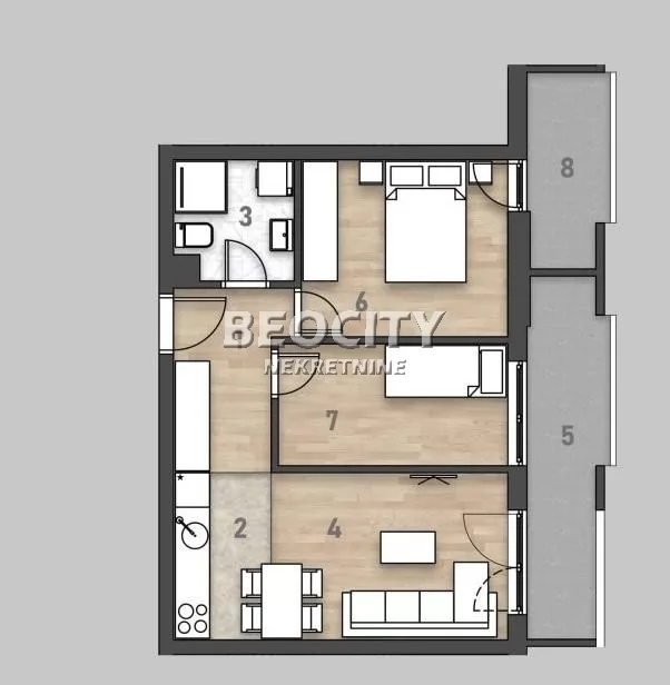 Trosoban stan, 58 m2, Salajka, Karađorđeva ID: 129726 1