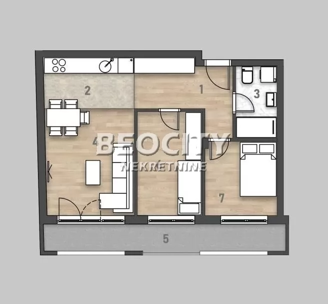 Trosoban stan, 60 m2, Salajka, Karađorđeva ID: 129728 1